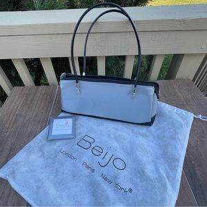 BEIJO Bag Patent Leather Silver & Black w/ wallet & dust bag